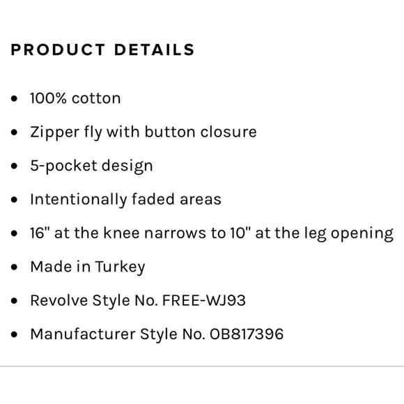 We The Free People High Waist Ankle Cropped Cotton Denim Mom jeans womens 31 - Picture 15 of 15